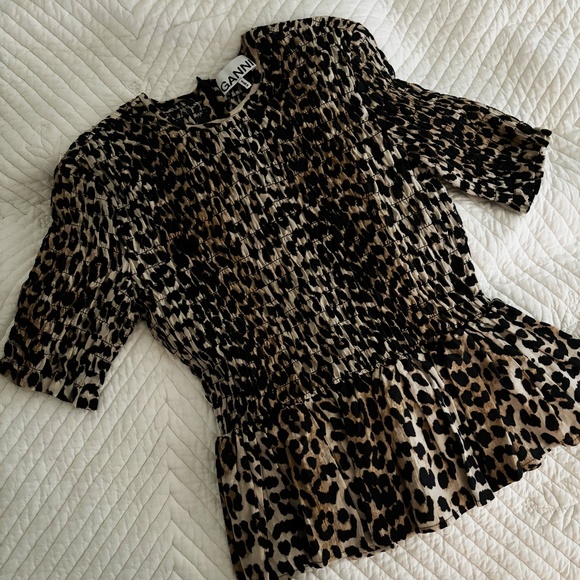 Ganni Tops - GANNI Animal Print Crew Neck Top size XS/ US 2